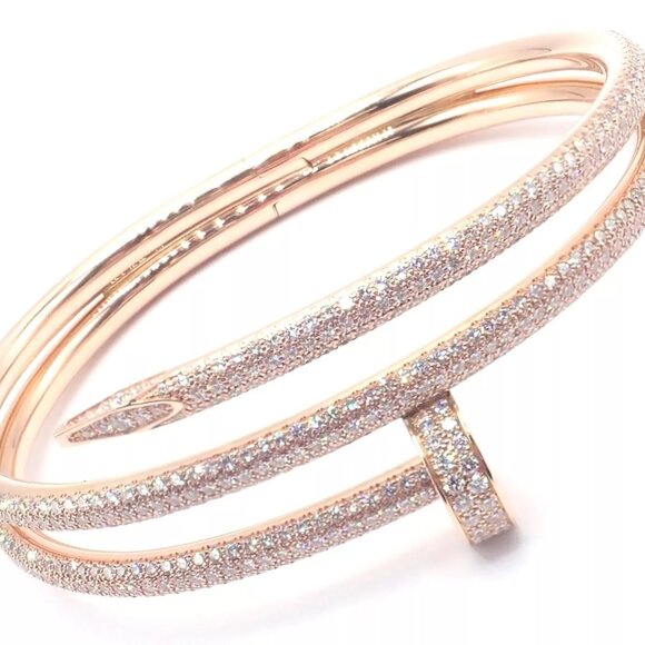Cartier Juste un Clou Nail 18k Rose Gold Diamond Bangle Bracelet Size 16 Paper - Picture 6 of 13